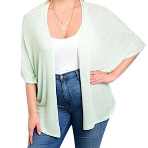 Plus Size Open Front Dolman Cardigan